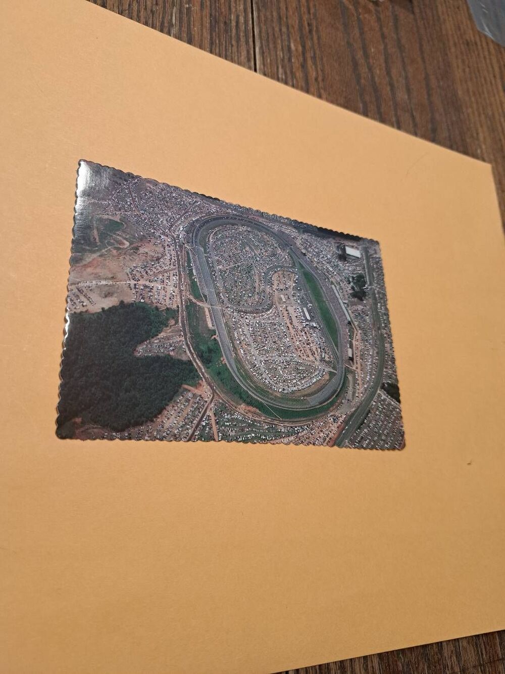 Vintage Charlotte Motor Speedway Postcard World 600 NASCAR Scalloped Unused